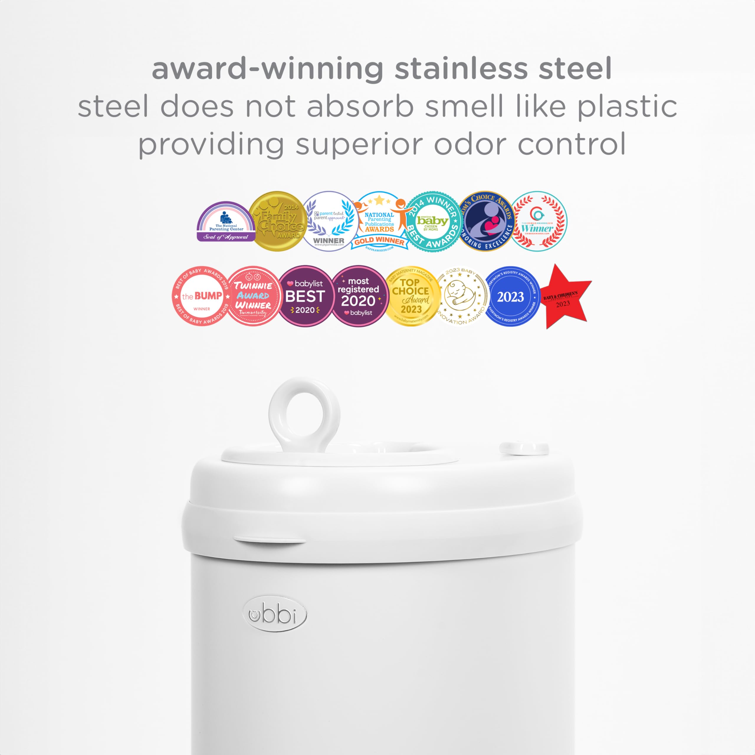 Ubbi Steel Diaper Pail, White, 2.34 ounces 🍁 All In One Marketplace Canada