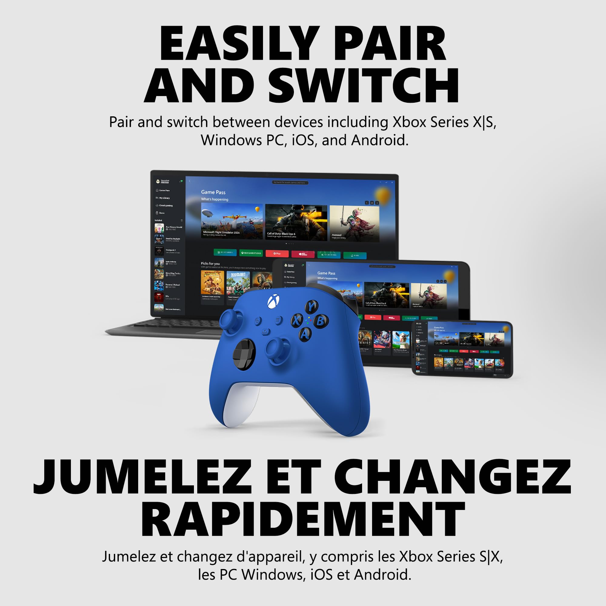 XBOX Core Wireless Gaming Controller – Shock Blue for Series X|S, One, Windows PC, Android, and iOS 🍁 All In One Marketplace Canada
