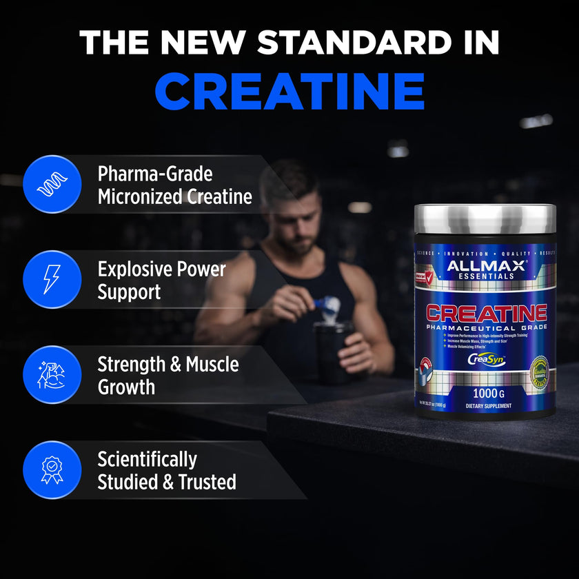 Allmax Creatine Monohydrate - Aid Muscle Growth & Strength Gains, No Artificial Ingredients - 1000g - 5g per Serving - 200 Servings 🍁 All In One Marketplace Canada