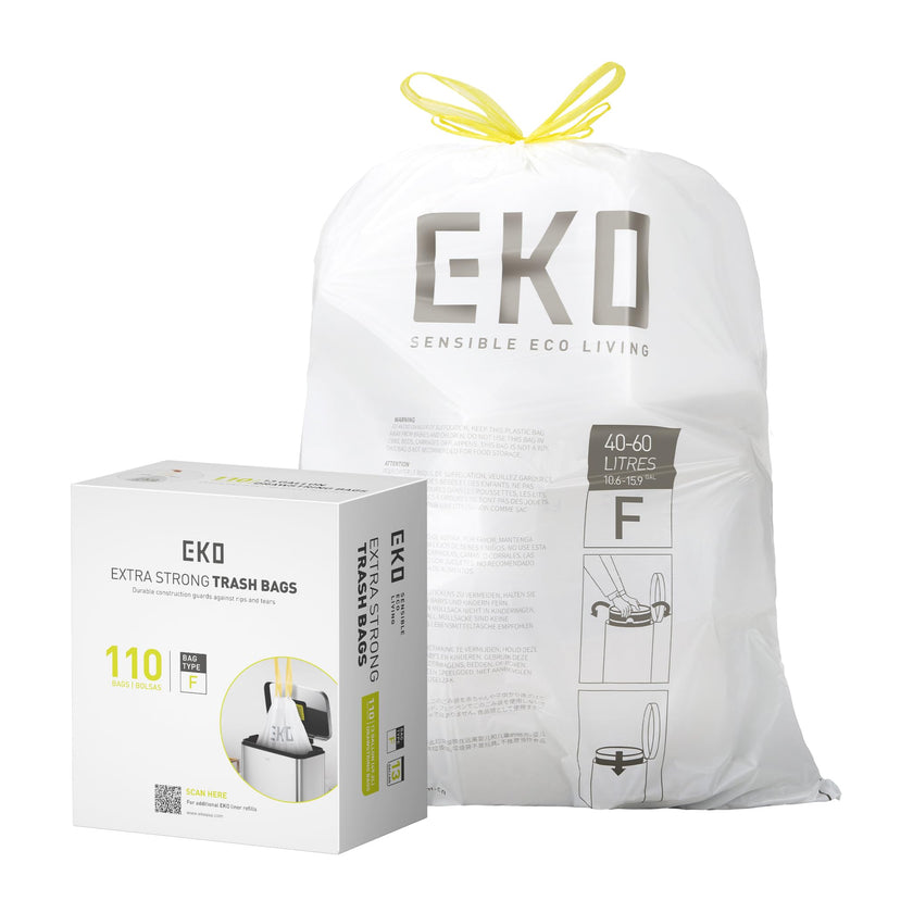 EKO Extra Strong 13 Gallon Large Drawstring Trash Bags, Heavy-Duty Garbage Bags for Kitchen & Household Use (50L), Leak-Resistant, 110 Count, Code F 🍁 All In One Marketplace Canada