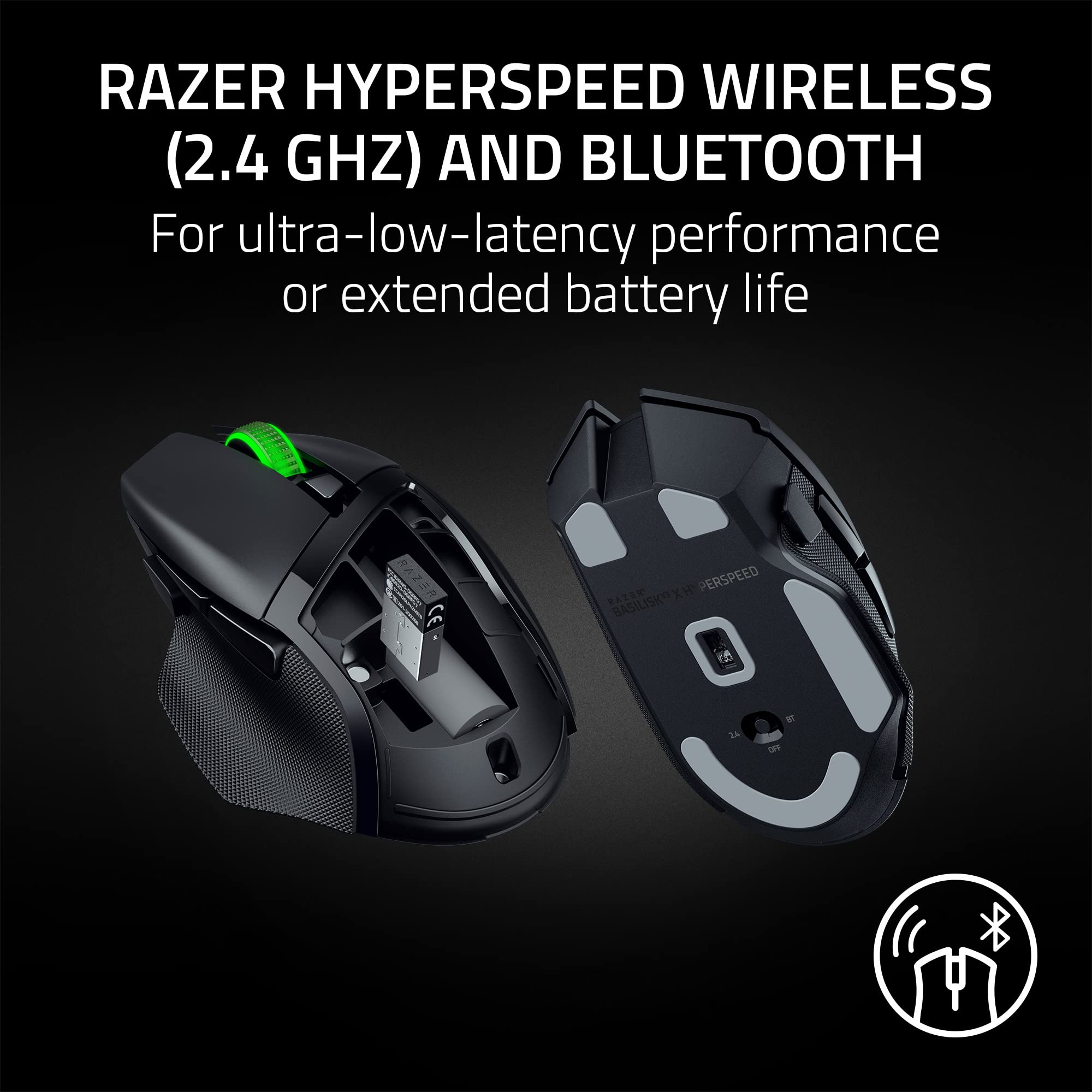 Razer Basilisk V3 X HyperSpeed Wireless Gaming Mouse: Up to 285 Hr Battery - 18K Optical Sensor - Mechanical Switches - Chroma RGB - 9 Programmable Controls - Black 🍁 All In One Marketplace Canada