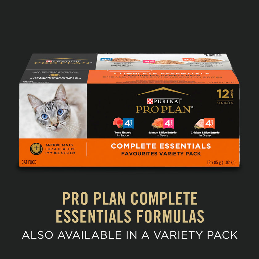 Purina Pro Plan Complete Essentials Wet Cat Food, Chicken & Rice Entree in Gravy - 156 g Can (24 Pack) 🍁 All In One Marketplace Canada