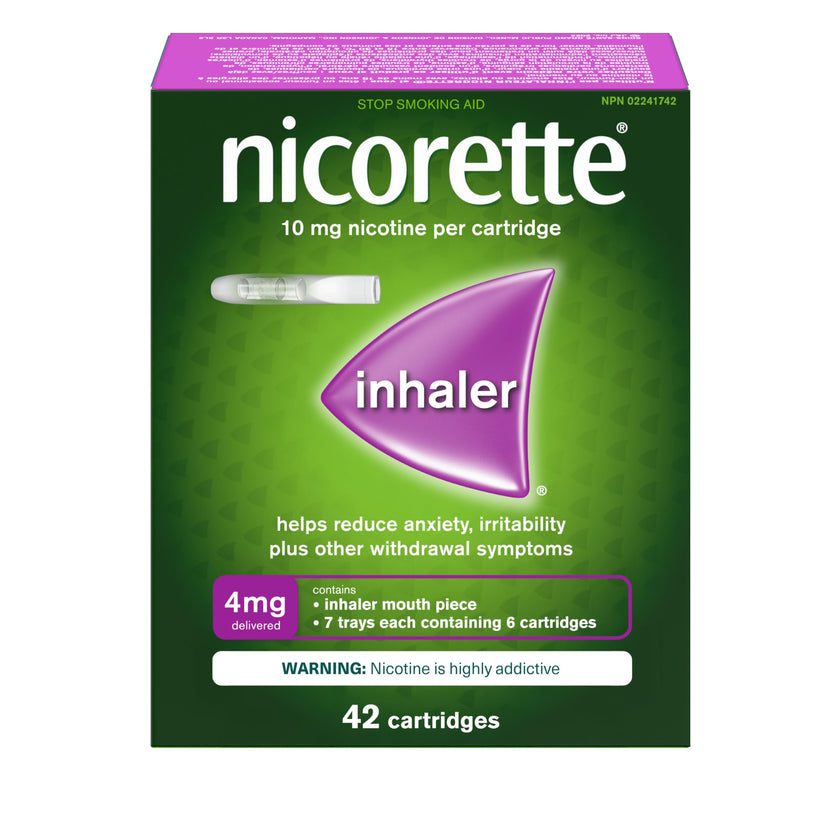 Nicorette 4mg Nicotine Inhaler – Clinically Proven Quit Smoking Aid with Hand-to-Mouth Action, Helps Reduce Cravings & Withdrawal, NRT for Adults Quitting Cigarettes, 42 Cartridges 🍁 All In One Marketplace Canada