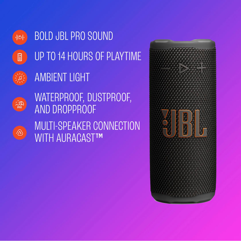 JBL Grip - Compact Bluetooth Speaker with Bold JBL Pro Sound and Ambient Light, up to 14 Hours of Playtime, Water, Dust and Drop-Proof (IP68), & Multi-Speaker Connection with Auracast (Black) 🍁 All In One Marketplace Canada