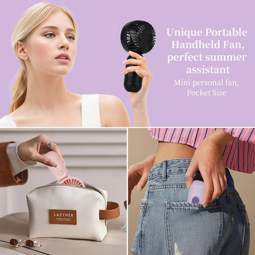 Ackdine Mini Portable Fan - Handheld Fan, 3 Pack USB Rechargeable Personal Fan, Battery Operated Lightweight Small Makeup/Pocket Fan with 3 Speeds For Stylish Girl Boys Women Men Office Outdoor Travel 🍁 All In One Marketplace Canada