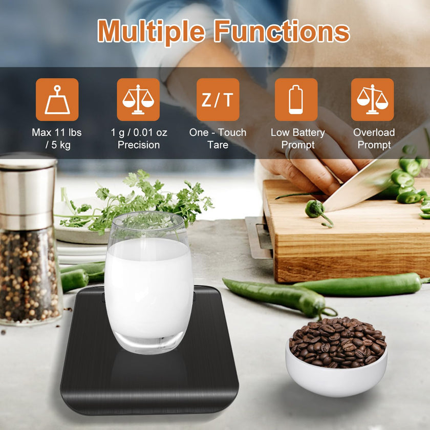 CROWNFUL Food Scale, 5kg/11lb Digital Kitchen Scales Weight Ounces and Grams for Cooking and Baking, 6 Units with Tare Function, Black (Battery Included) 🍁 All In One Marketplace Canada