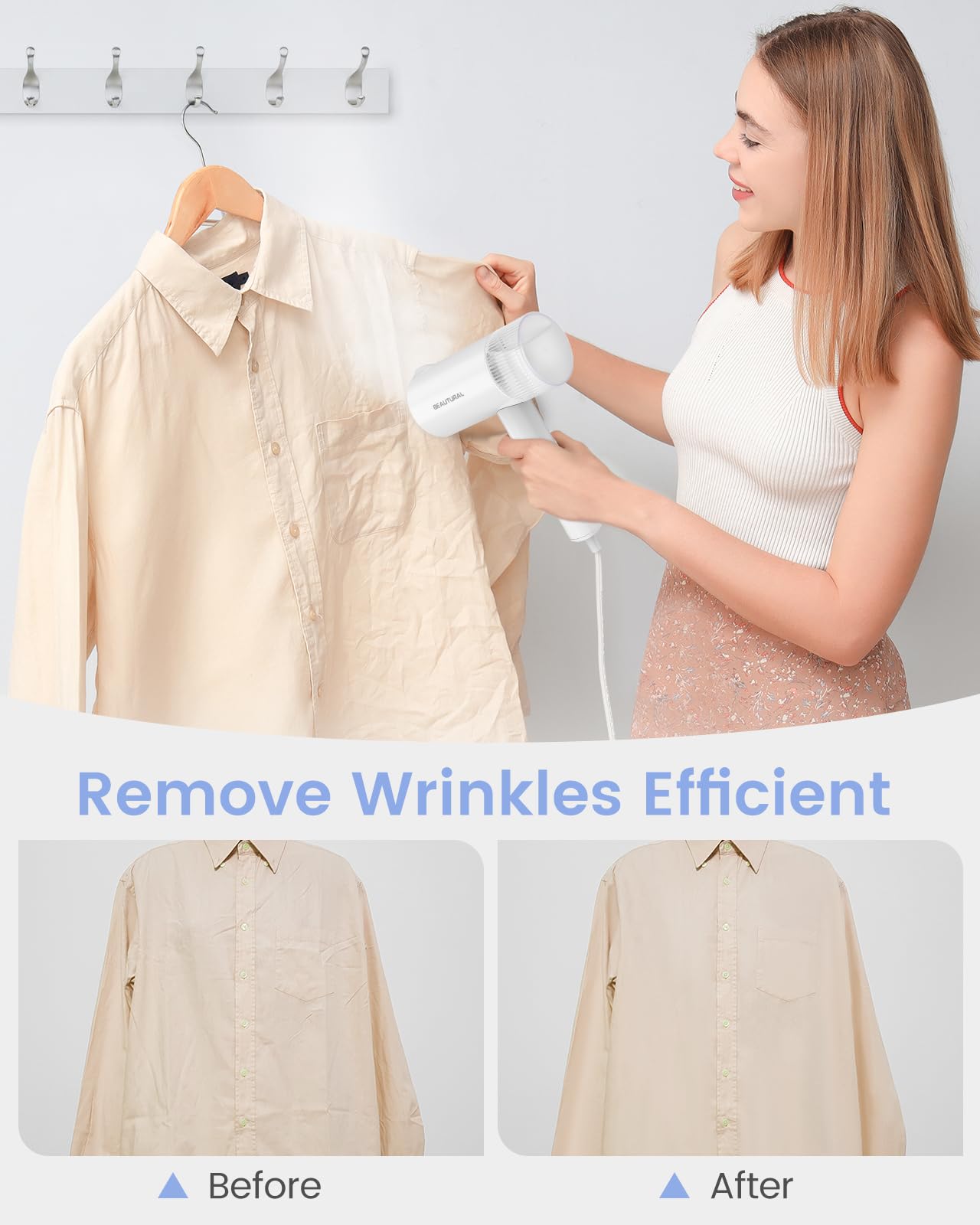BEAUTURAL Steamer for Clothes, Foldable Handheld Clothing Wrinkles Remover for Garments, 30-Second Fast Heat-up, Portable Fabric Steamer for 120V Countries, Not for Use in 220V Such as Europe 🍁 All In One Marketplace Canada