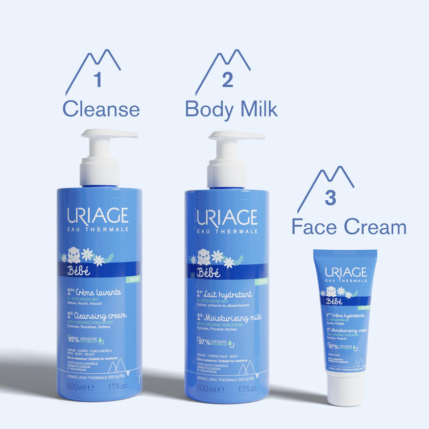 URIAGE Bébé - 1st Moisturizing Cream with Organic Edelweiss & Shea Butter | Hydrates & Prevents Dryness, Fast-Absorbing, Non-sticky, 97% Ingredients of Natural Origin - 500 ml 🍁 All In One Marketplace Canada