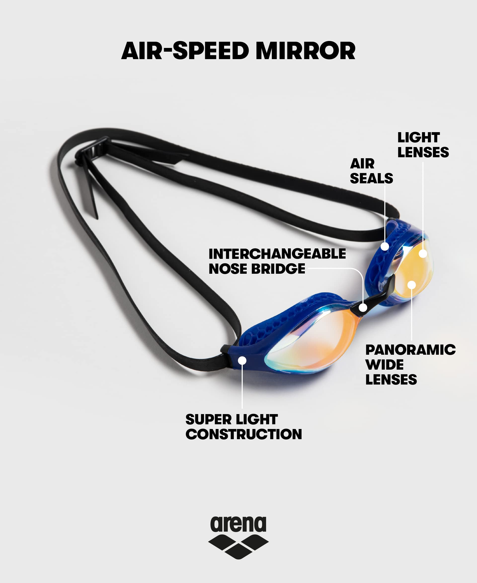 arena Air-Speed Anti-Fog Swim Goggles for Men and Women, Yellow Copper Mirror/Black 🍁 All In One Marketplace Canada