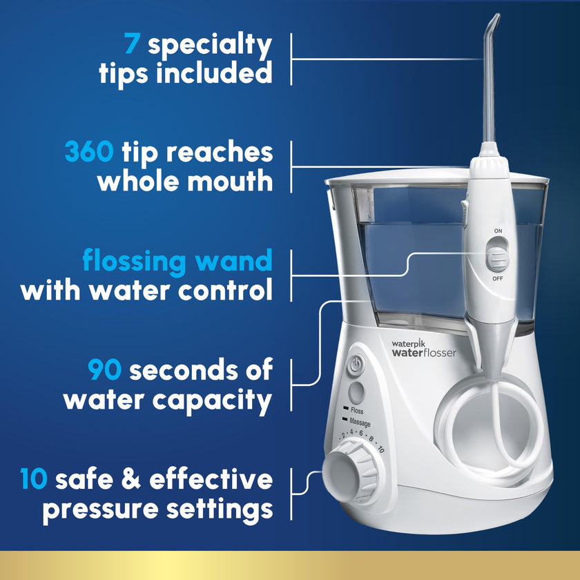 Waterpik Aquarius Water Flosser For Teeth Cleaning, Gums, Braces, Dental Care, Electric Power With 10 Settings, 7 Tips For Multiple Users & Needs, CDA Validated, White WP-660, Packaging May Vary 🍁 All In One Marketplace Canada