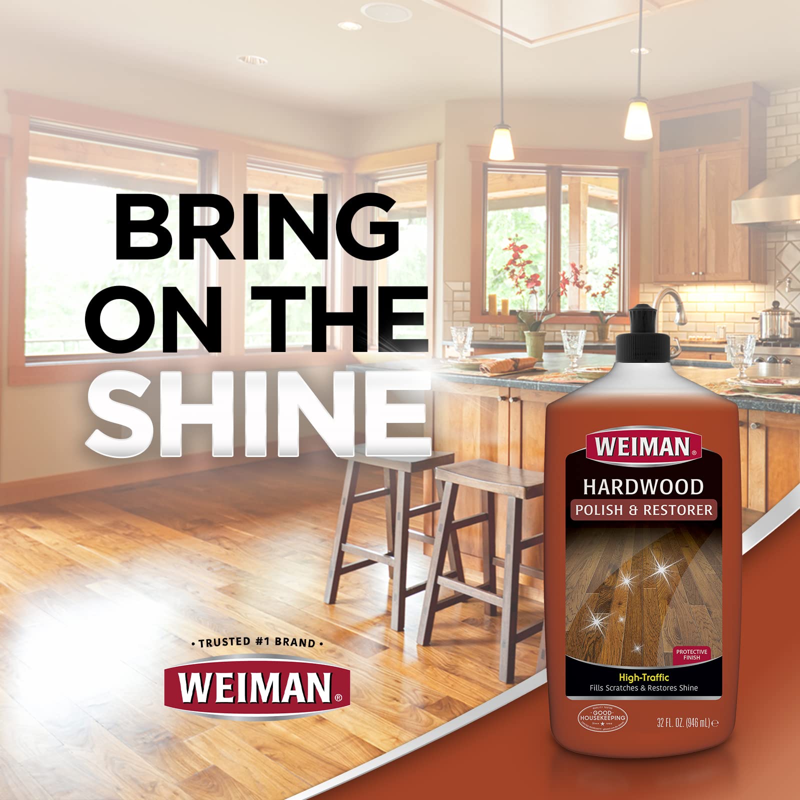 Weiman Wood Floor Polish and Restorer 32 Ounce (2 Pack) - High-Traffic Hardwood Floor, Natural Shine, Removes Scratches, Leaves Protective Layer 🍁 All In One Marketplace Canada