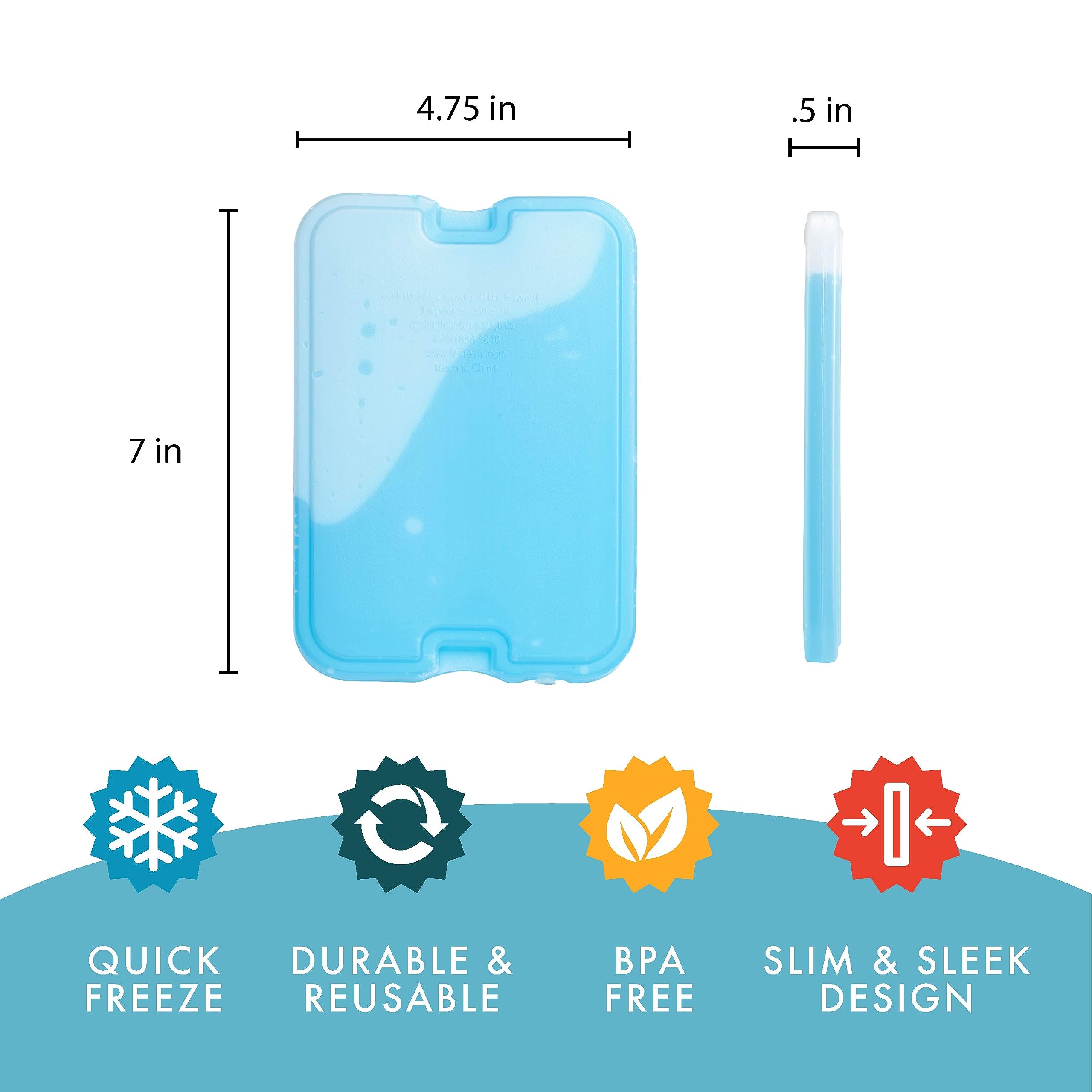 Cool Coolers by Fit + Fresh, 8 Pack XL Slim Ice Pack, Quick Freeze Space Saving Reusable Ice Packs for Lunch Boxes, Lunch Bags or Coolers, Green 🍁 All In One Marketplace Canada