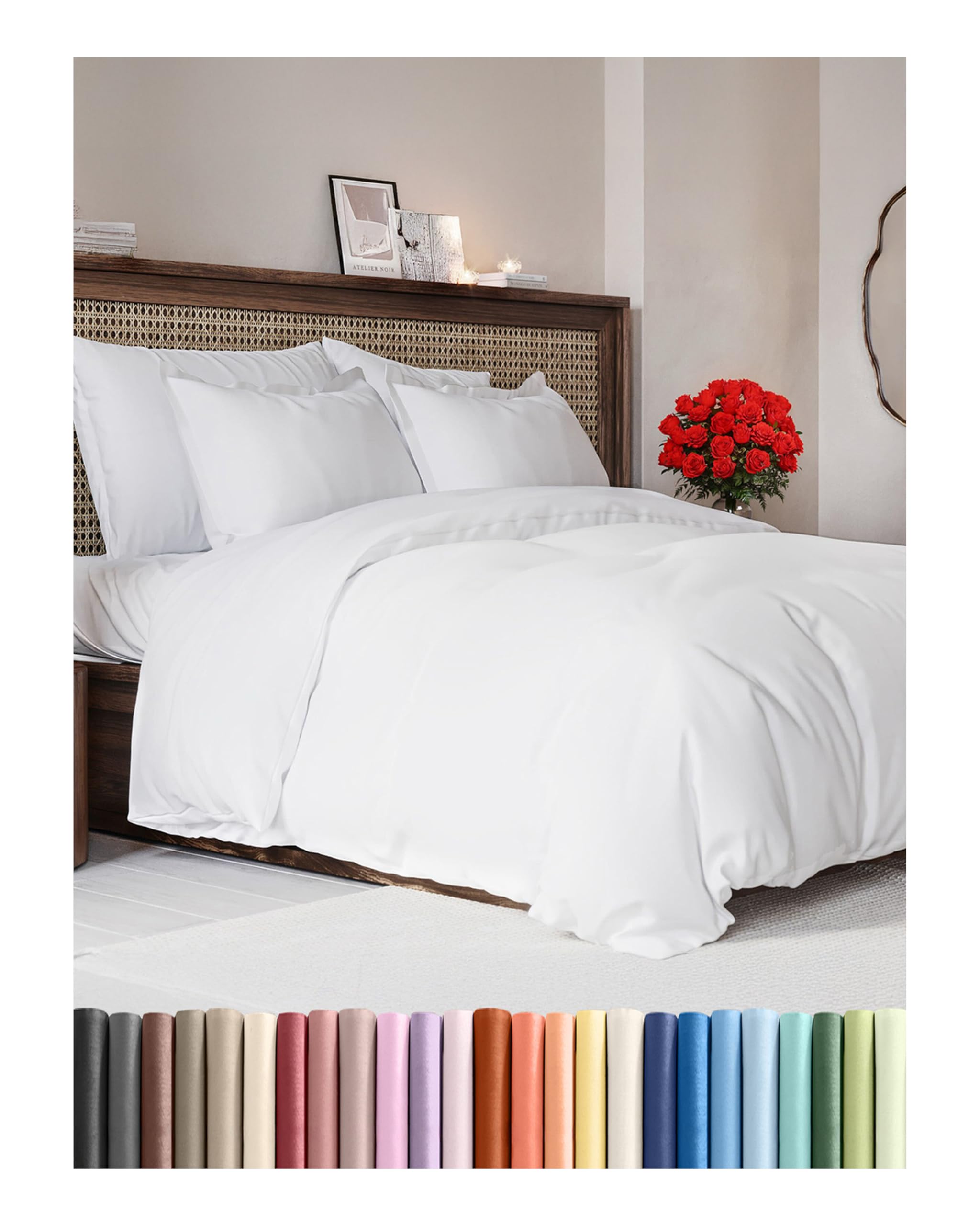 Duvet Cover King Size Set - Extra Soft King Size Duvet Cover 104 x 90 with 2 Pillow Shams - Hotel Luxury, Easy Care and Fade Free with Zipper Closures & Ties - Comfy, Breathable Bedding Set (White) 🍁 All In One Marketplace Canada