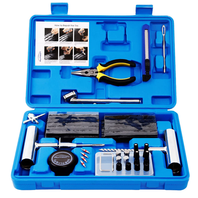 AUTOWN Tire Repair Kit - 68pcs Heavy Duty Tire Plug Kit, Universal Tire Repair Tools to Fix Punctures and Plug Flats Patch Kit for car Motorcycle, Truck, ARB，ATV, Tractor, RV, SUV, Trailer 🍁 All In One Marketplace Canada