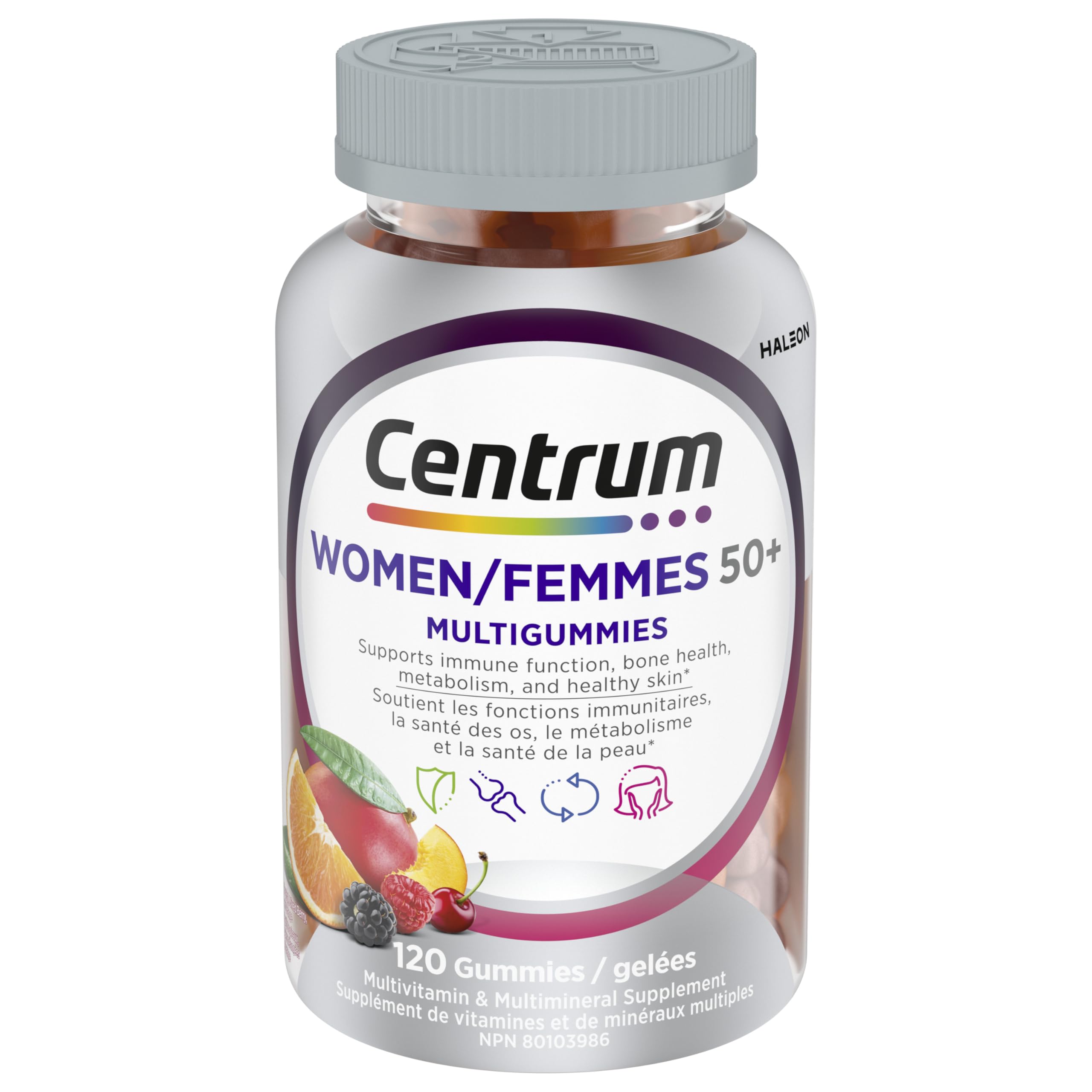 Centrum Women 50 Plus MultiGummies, Multivitamins/Minerals Gummies for Women 50+, Cherry, Berry, and Orange Flavours, 120 Gummies (Packaging May Vary) 🍁 All In One Marketplace Canada