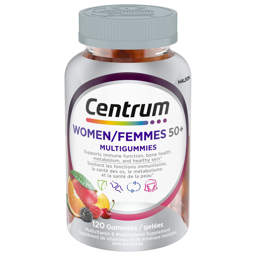 Centrum Women 50 Plus MultiGummies, Multivitamins/Minerals Gummies for Women 50+, Cherry, Berry, and Orange Flavours, 120 Gummies (Packaging May Vary) 🍁 All In One Marketplace Canada