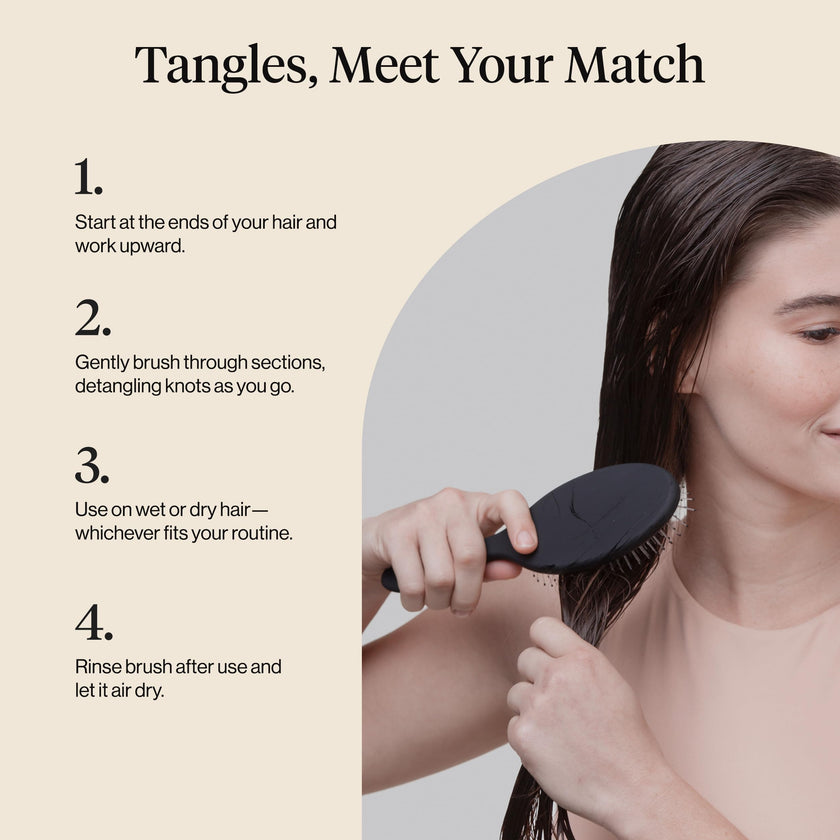 Kitsch Recycled Plastic Wet/Dry Hair Brush, Detangling Tool for Curly or Straight Styles, Brush for Tangled Strands, Flexible Hairbrush Bristles, Brushes for Women & Men, Adults & Kids - Black 🍁 All In One Marketplace Canada