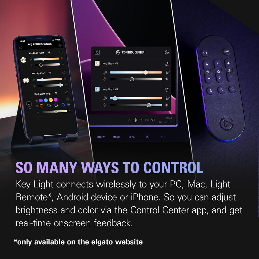 Elgato Key Light, Professional 2800 Lumens Studio with Desk Clamp for Streaming, Recording and Video Conferencing, Temperature and Brightness App-Adjustable on Mac, PC, iOS, Android, Wi-Fi 🍁 All In One Marketplace Canada