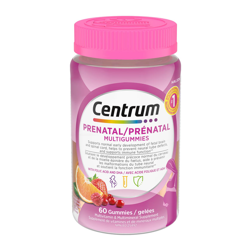 Centrum Prenatal Multigummies with DHA and Folic Acid, Postpartum Multivitamin and Mineral Supplement, 60 count, 30 day supply. 🍁 All In One Marketplace Canada