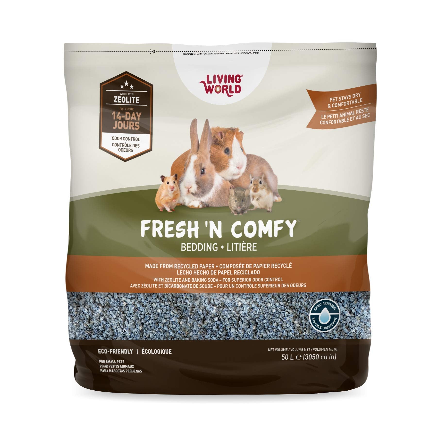 Living World Fresh 'N Comfy Bedding for Small Pets, 50L, Blue, Made from Recycled Newspaper, 99% Dust-Free 🍁 All In One Marketplace Canada