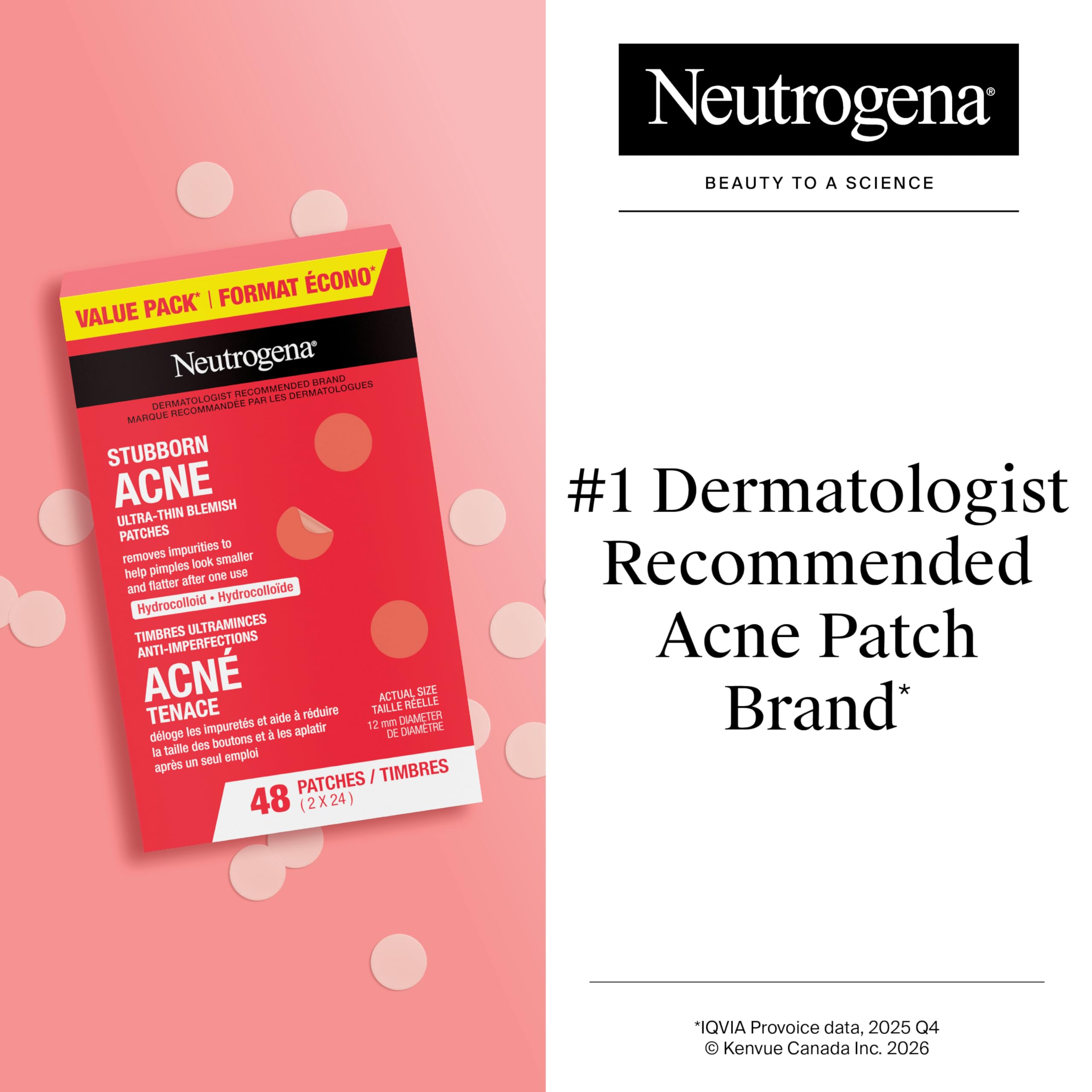Neutrogena Stubborn Acne Blemish Pimple Patches, Hydrocolloid, 2x24 Pack 🍁 All In One Marketplace Canada