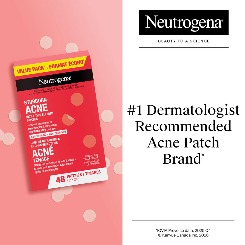 Neutrogena Stubborn Acne Blemish Pimple Patches, Hydrocolloid, 2x24 Pack 🍁 All In One Marketplace Canada