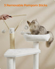 Feandrea WoodyWonders Cat Tree with Litter Box Furniture Hidden Enclosure, 2-in-1 Modern Tower, Cat Condo with Scratching Posts, Removable Pompom Sticks, Cloud White UPCT113W01 🍁 All In One Marketplace Canada