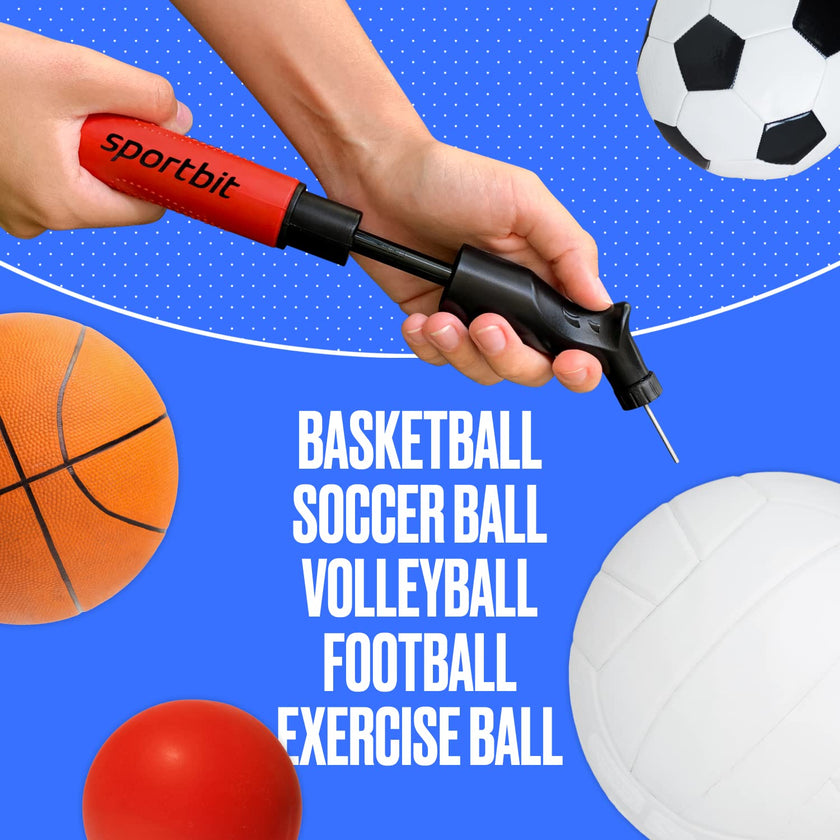 SPORTBIT Ball Pump for Sports Balls - Basketball Pump, Volleyball Pump, Football & Soccer Ball Air Pump - Hand Pump for All Sport Balls - Push & Pull Inflating System - Goes with 5 Needles Set 🍁 All In One Marketplace Canada