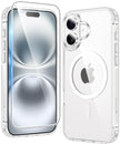 FNTCASE for iPhone 16 Case Clear: Magnetic Phone Cases with Screen Protector Drop Proof Compatible with Magsafe Slim Anti Yellowing Rugged Shockproof Protective Cell Cover (A-Clear Magnetic) 🍁 All In One Marketplace Canada