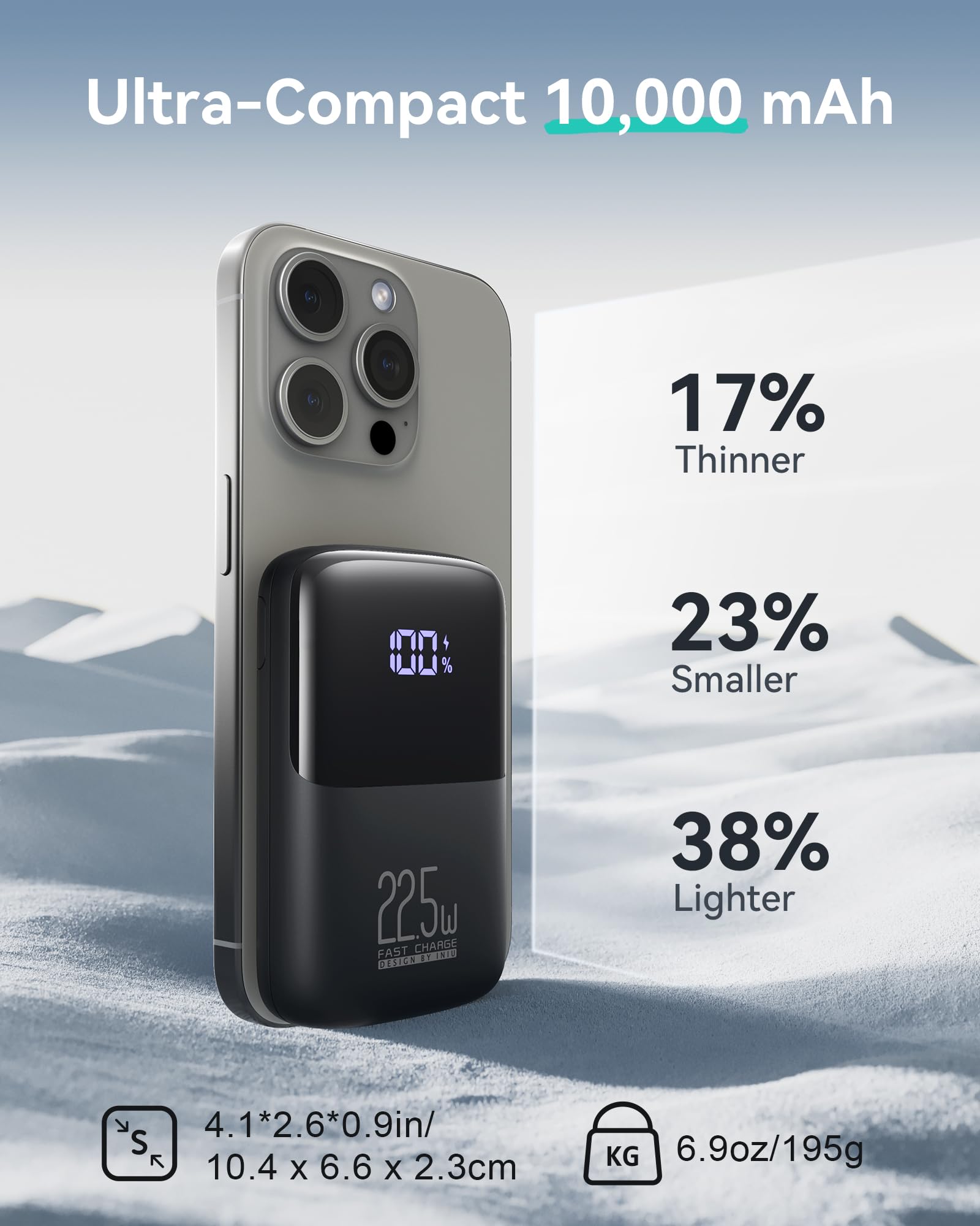 INIU Power Bank, Smallest 22.5W 10000mAh Portable Charger, USB C in&Out Fast Charging 3-Output Mini Battery Pack Charger with Phone Holder for iPhone 17 16 15 14 Samsung S24 S23 AirPods iPad etc 🍁 All In One Marketplace Canada