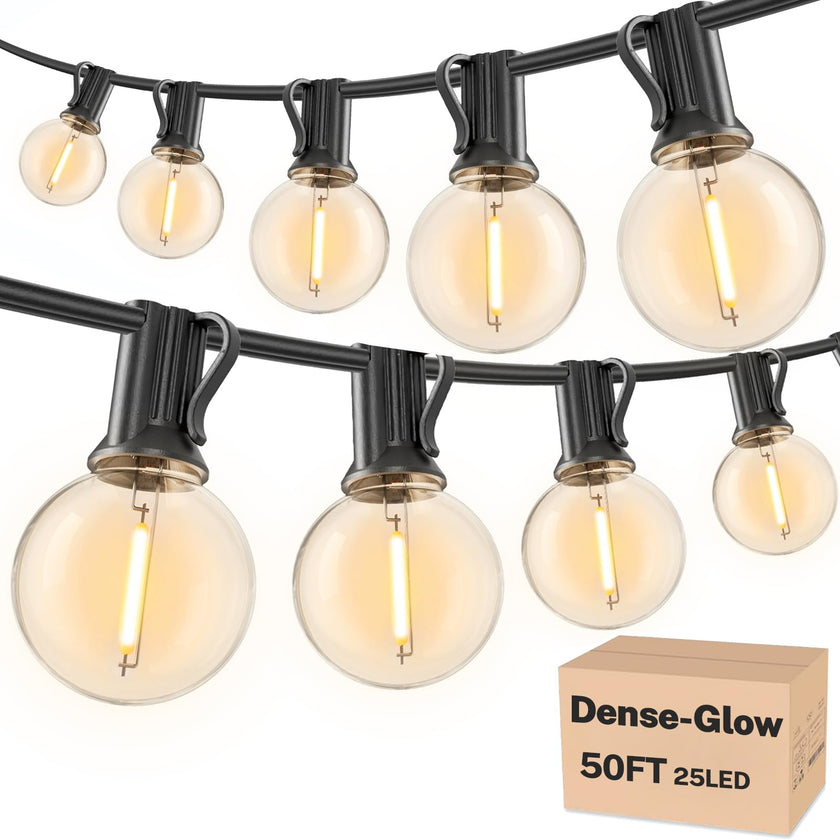 RTTY Outdoor String Lights Patio Light for Outside Waterproof G40 Shatterproof LED Bulbs, Dimmable Hanging Connectable Globe Lighting for Bistro, Backyard, Cafe, Porch, 2700K, 50 FT 26pcs 🍁 All In One Marketplace Canada