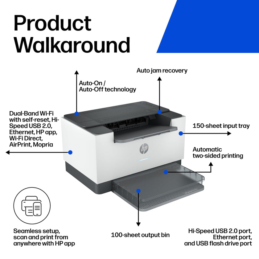 HP LaserJet M209dw Compact Monochrome Printer with Automatic Two-Sided Printing | 6GW62F Gray 🍁 All In One Marketplace Canada