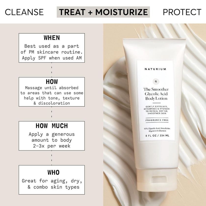 Naturium The Smoother Glycolic Body Lotion | Moisturizing & Exfoliating Cream, With AHA, For Rough and Dry Skin | 8 FL OZ / 234 ml 🍁 All In One Marketplace Canada