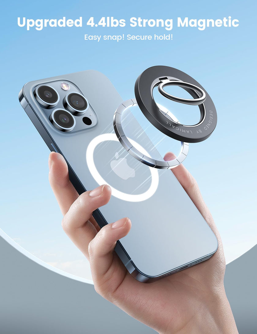 Lamicall Magnetic Finger Phone Ring Holder - Magnetic Phone Ring Holder for MagSafe, Magnet Ring Grip Stand, for iPhone 17 16 15 14 13 12, Pro, Pro Max, Mini, Air for Magsafe Accessories, Misty Black 🍁 All In One Marketplace Canada