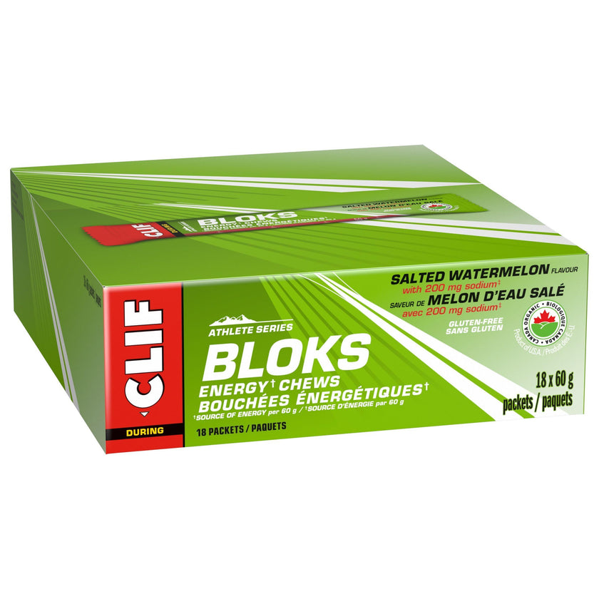 CLIF BLOKS Energy Chews, Salted Watermelon flavour, Gluten Free, Organic, No Artificial Flavours, 60 g (Pack of 18) 🍁 All In One Marketplace Canada