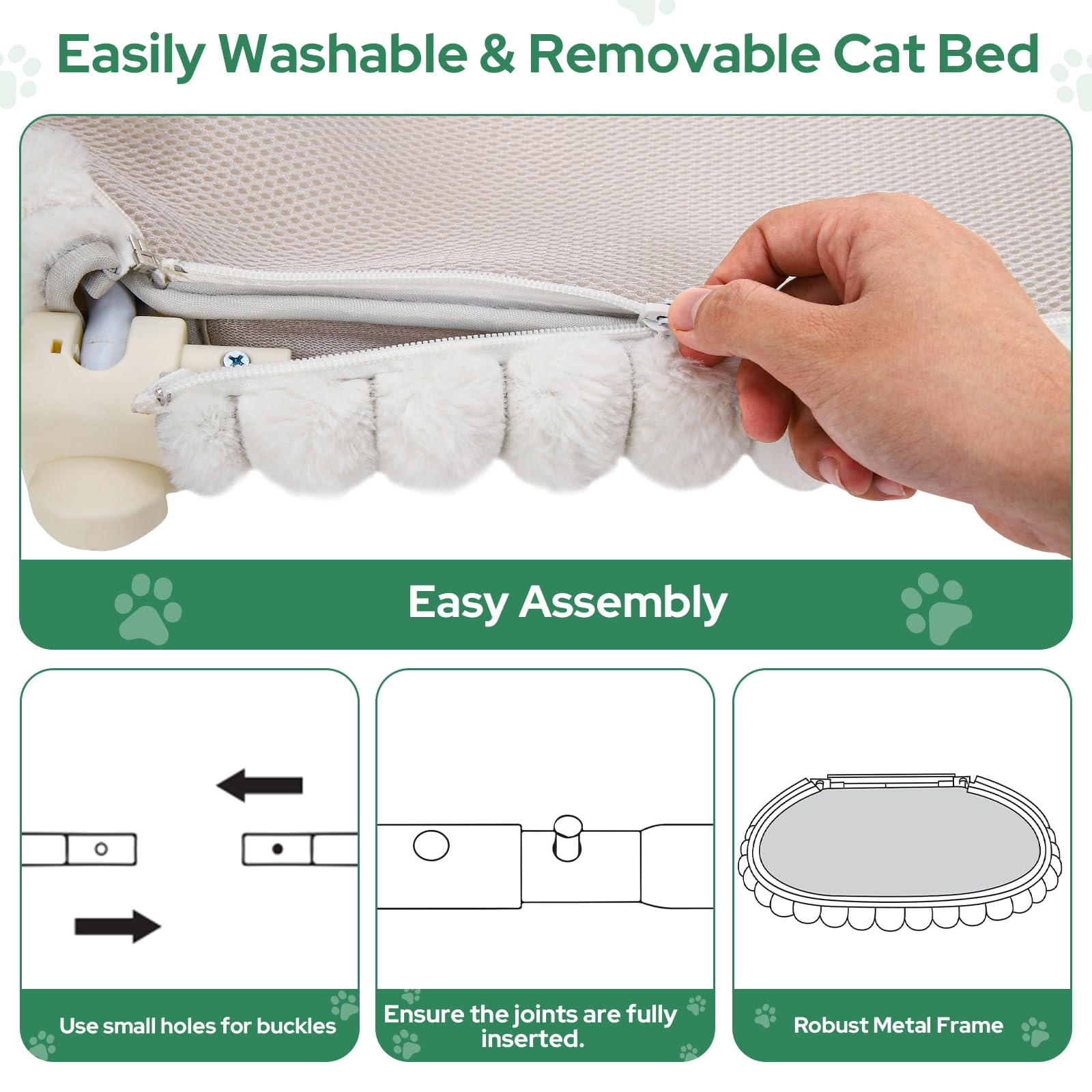 Ceecysaa Cat Window Perch, Cat Hammock Cordless Window Bed with Easy Assembly Strong Metal Frame and Removable Soft Cover, 4 Strong Suction Cups Soft Cover Foldable Cats Shelf Seat for Indoor Cats 🍁 All In One Marketplace Canada