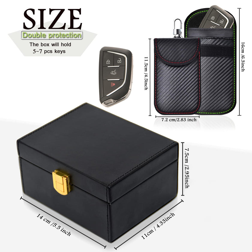 Faraday Box for Car Keys & 2 Pack Faraday Bag for Key Fob Protector, RFID Key Box Faraday Pouch Cage Car Key Signal Blocking Box Anti Theft Car Key Box Signal Blocker 🍁 All In One Marketplace Canada
