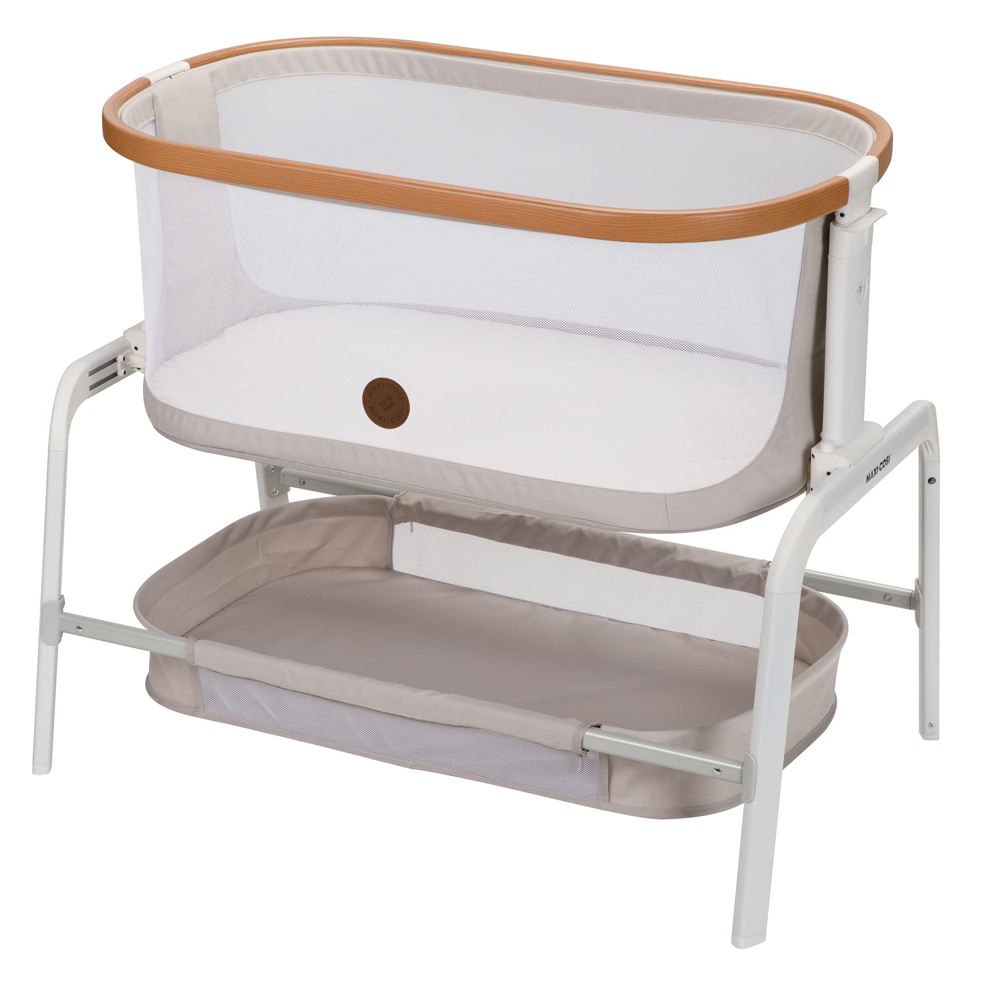 Maxi-Cosi Iora Bedside Bassinet , infant bedside sleeper crib, 4 height positions, portable & folds flat, large storage basket, includes travel bag, Horizon Sand 🍁 All In One Marketplace Canada
