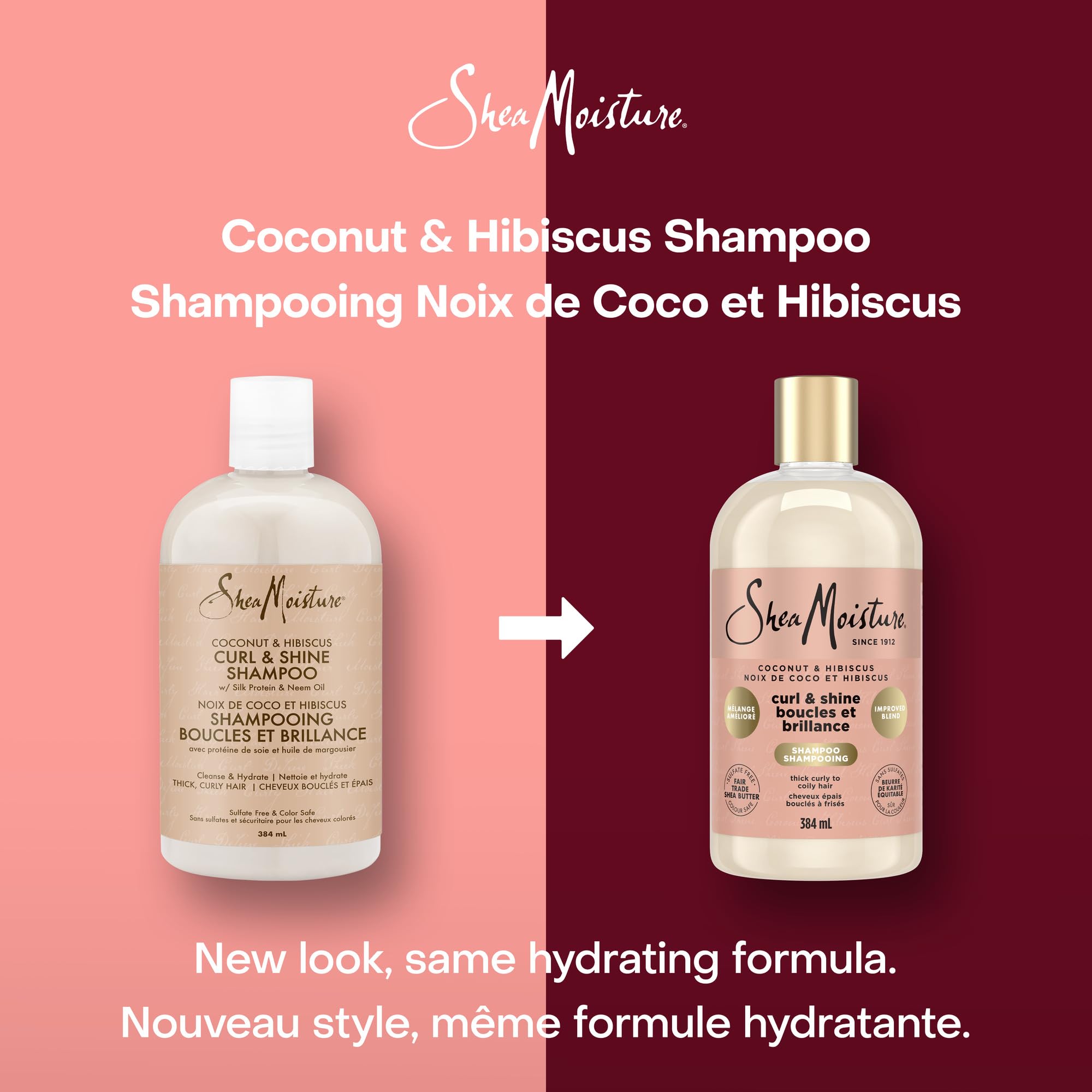Shea Moisture Coconut & Hibiscus Curl & Shine Gift Set with Shampoo & Conditioner for Thick, Curly Hair 384 ml (Pack of 2) 🍁 All In One Marketplace Canada