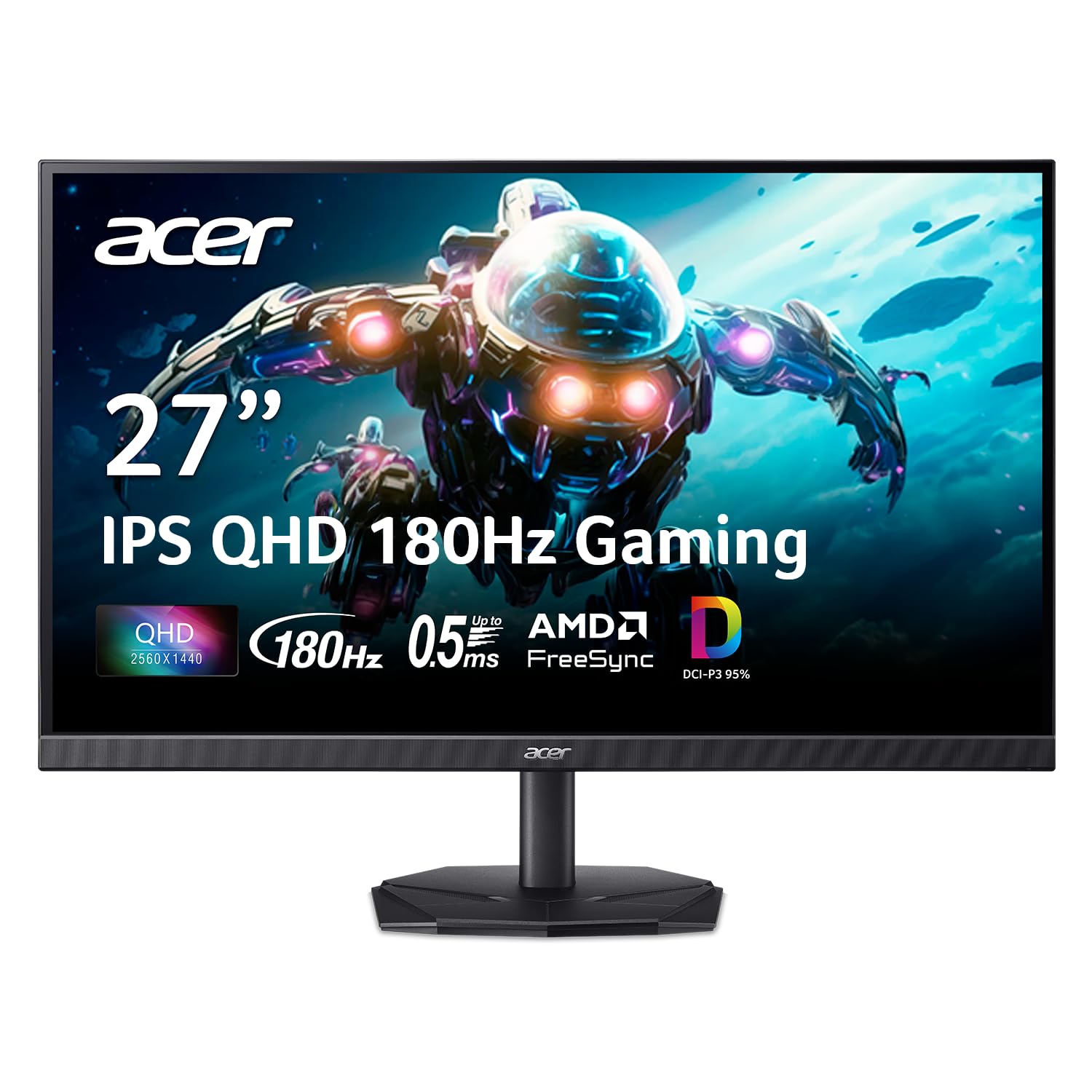 Acer Nitro 27 Inch WQHD 2560 x 1440 IPS Gaming Monitor | AMD FreeSync | Up to 180Hz Refresh | Up to 0.5ms | DCI-P3 95% | HDR 10 Support | One Display Port 1.2 & Two HDMI 2.0 | KG271U N3bmiipx 🍁 All In One Marketplace Canada