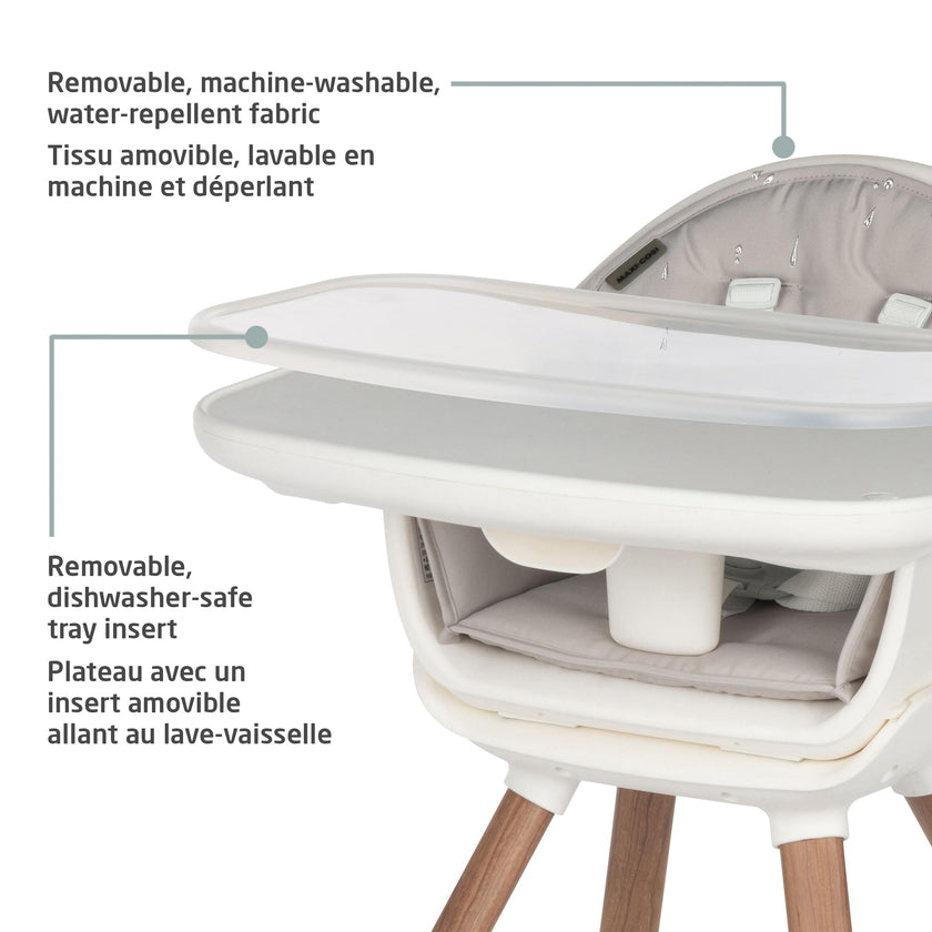 Maxi-Cosi Moa 8-in-1 High Chair, removable kitchen booster, converts to stool, table and chair, easy to clean, Horizon Sand 🍁 All In One Marketplace Canada