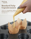 Bake Choice 200pcs Natural Tulip Cupcake Liners for Baking, Unbleached EU Muffin Liners, Parchment Paper Muffin Liners, Cupcake Liners, Tulip Muffin Liners for Party, Christmas 🍁 All In One Marketplace Canada