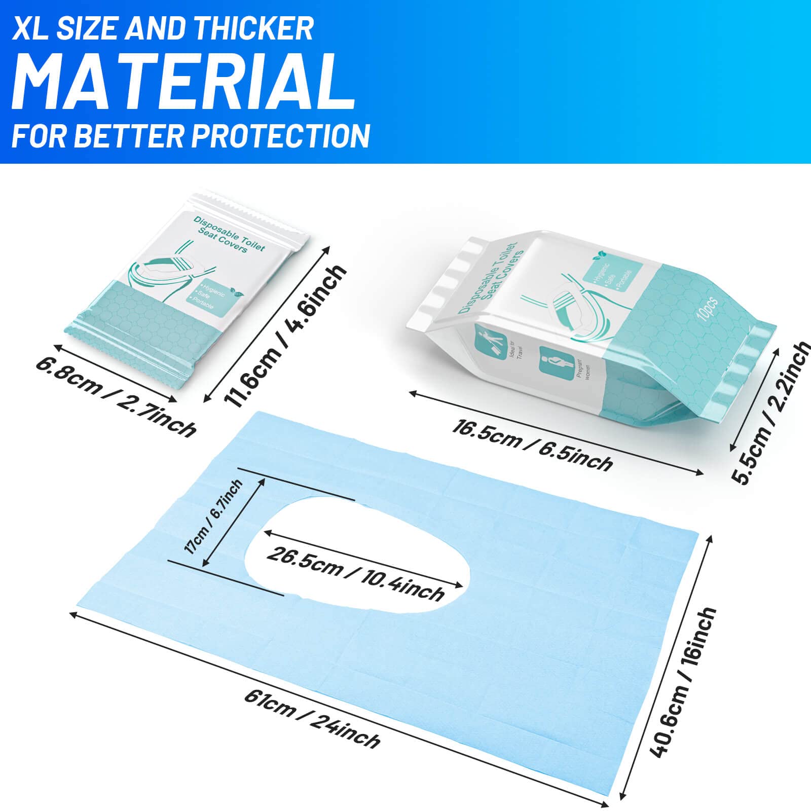 50 Pack Toilet Seat Covers Disposable - Waterproof 16x24 Inch Extra Large Individually Wrapped Toilet Seat Shields Travel Accessories for Adults Kids 🍁 All In One Marketplace Canada