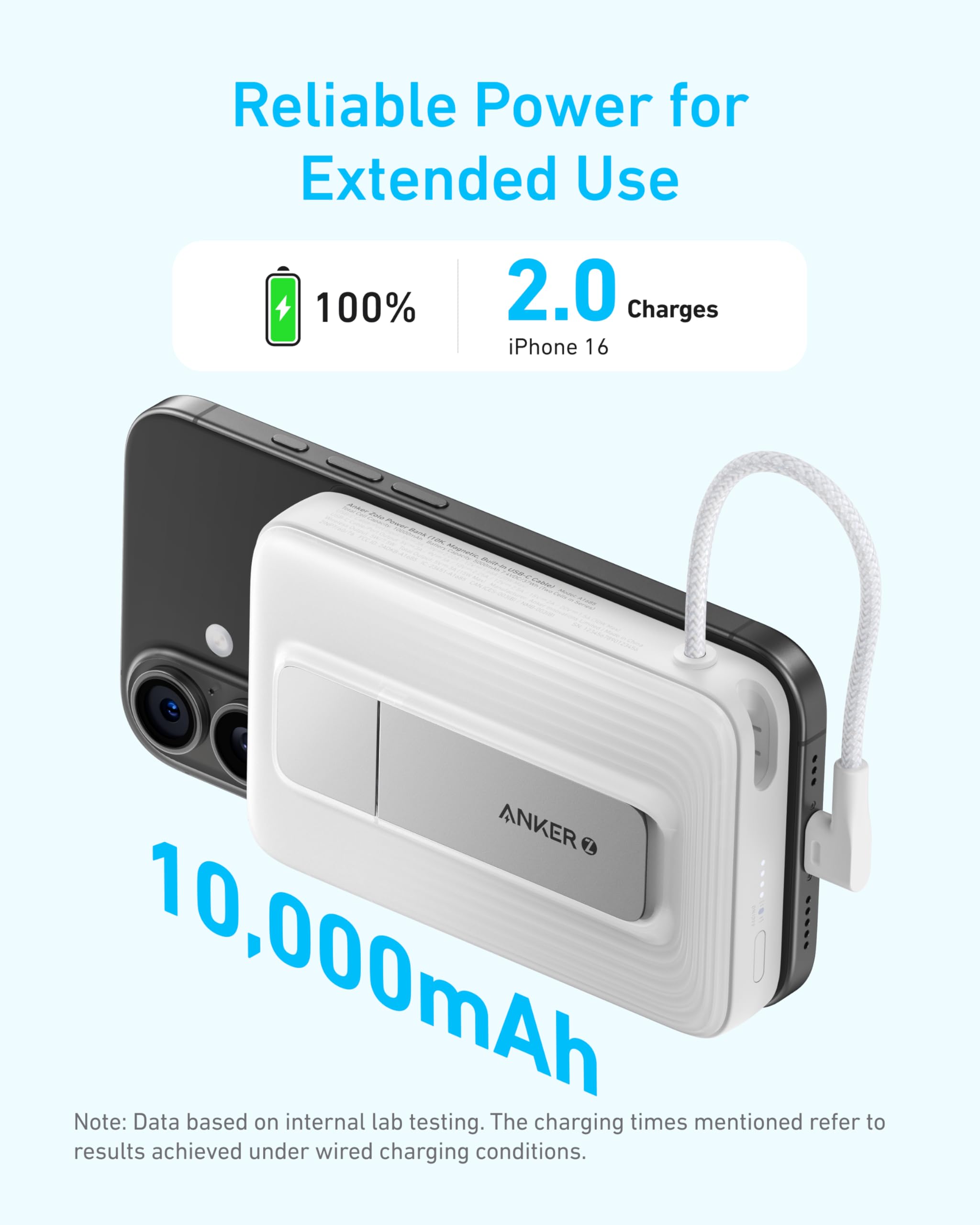 Anker Zolo Magnetic Power Bank, 10,000mAh Wireless Portable Charger with 30W Max Fast Charging, Battery Pack with Built-in USB-C Cable and Adjustable Stand, for iPhone 16/15 Series, AirPods, and More 🍁 All In One Marketplace Canada