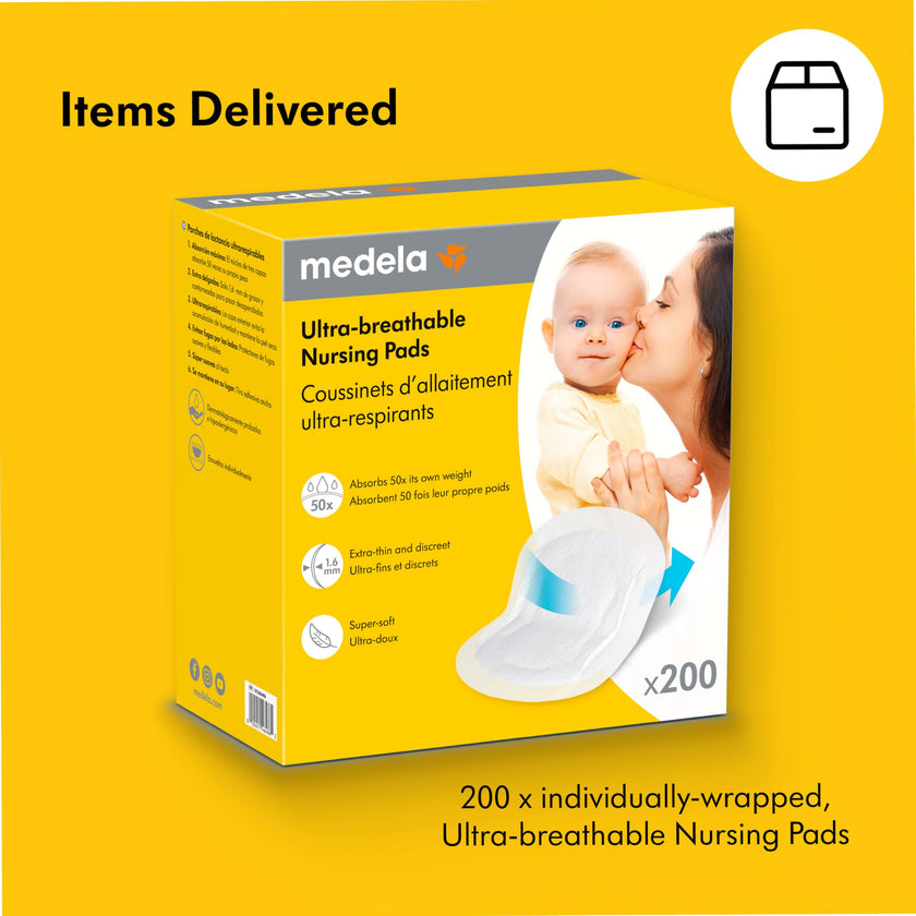 Medela Ultra-Breathable Nursing Pads, Highly Absorbent, Super Soft, Discreet Design for Comfortable Wear, Pack of 200 🍁 All In One Marketplace Canada