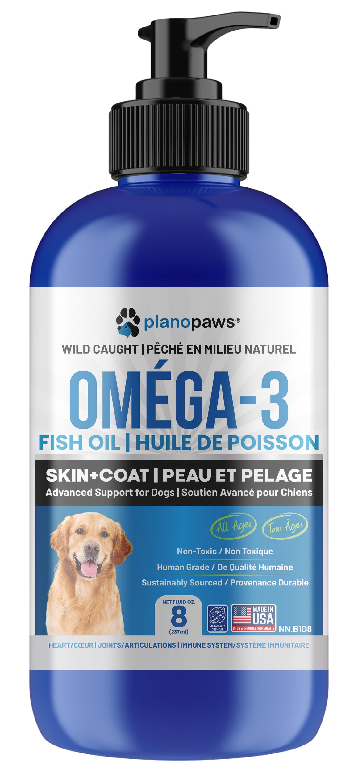 Omega 3 Fish Oil for Dogs – Liquid Fish Oil Supplement – Supports Skin & Coat, Joint Function & Overall Wellness – Easy to Serve – for All Breeds & Ages 🍁 All In One Marketplace Canada