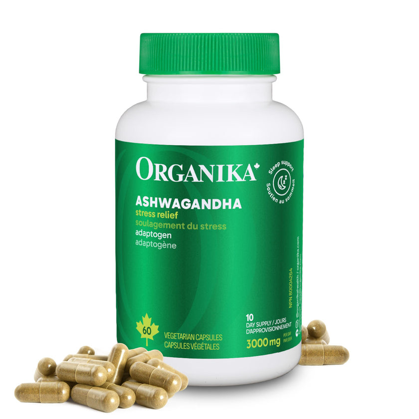 Organika Canadian-Made Ashwagandha- Stress Relief, Sleep Aid, Mood Enhancement, Thyroid and Blood Sugar Balance- 60 vcaps 🍁 All In One Marketplace Canada