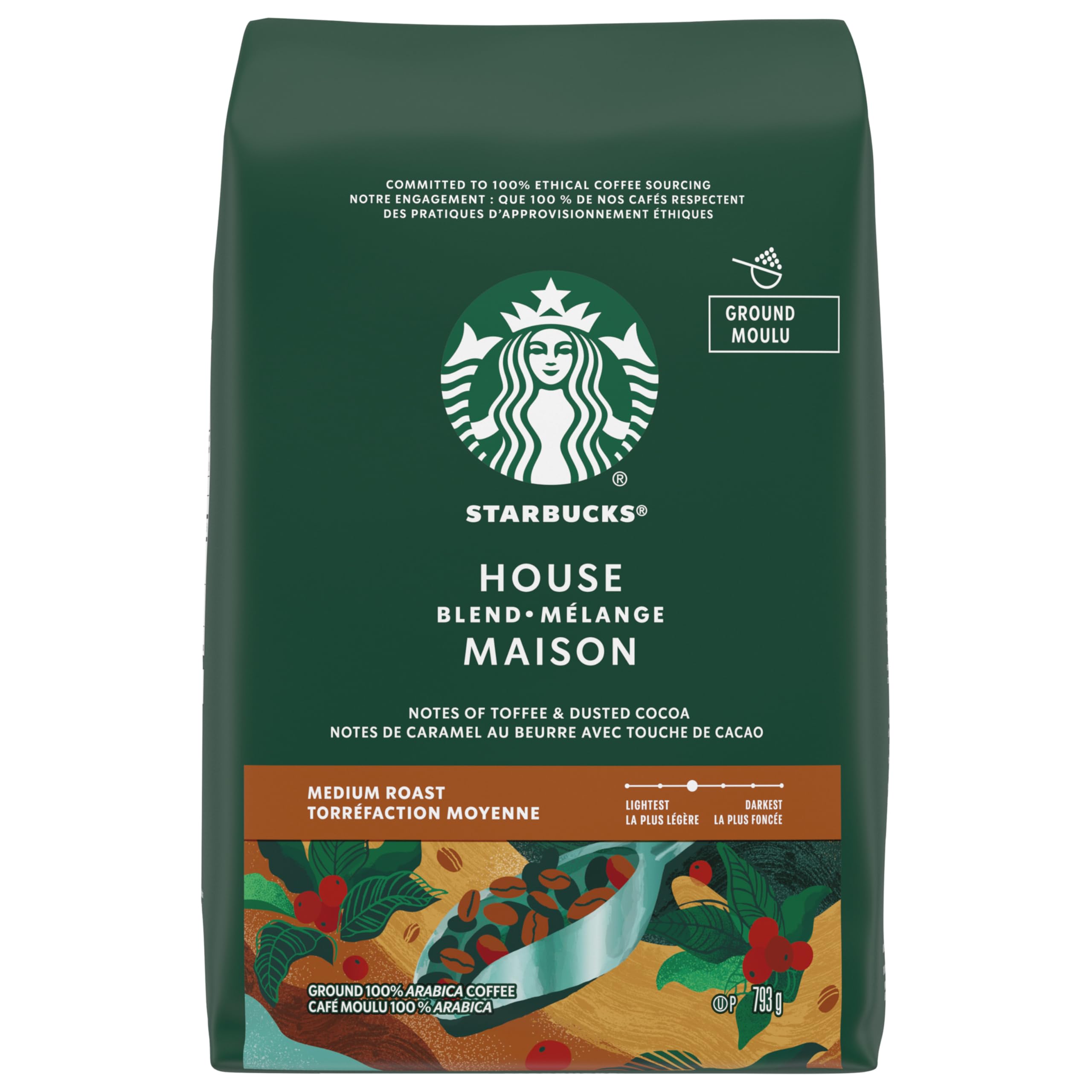 STARBUCKS House Blend Roast Ground Coffee, Medium Roast, Smooth And Balanced, Made With 100 Percent Arabica Beans, For Use With Drip Coffee Makers, Pour-overs, And French Presses, 793 g 🍁 All In One Marketplace Canada