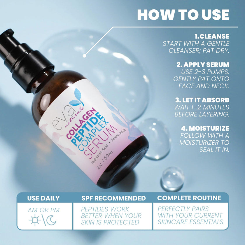 Eva Naturals Peptide Serum for Face – Collagen Boosting Anti-Aging Facial Serum for Wrinkles, Fine Lines & Microneedling – Skin Firming, Smoothing & Hydrating Peptides Booster 🍁 All In One Marketplace Canada