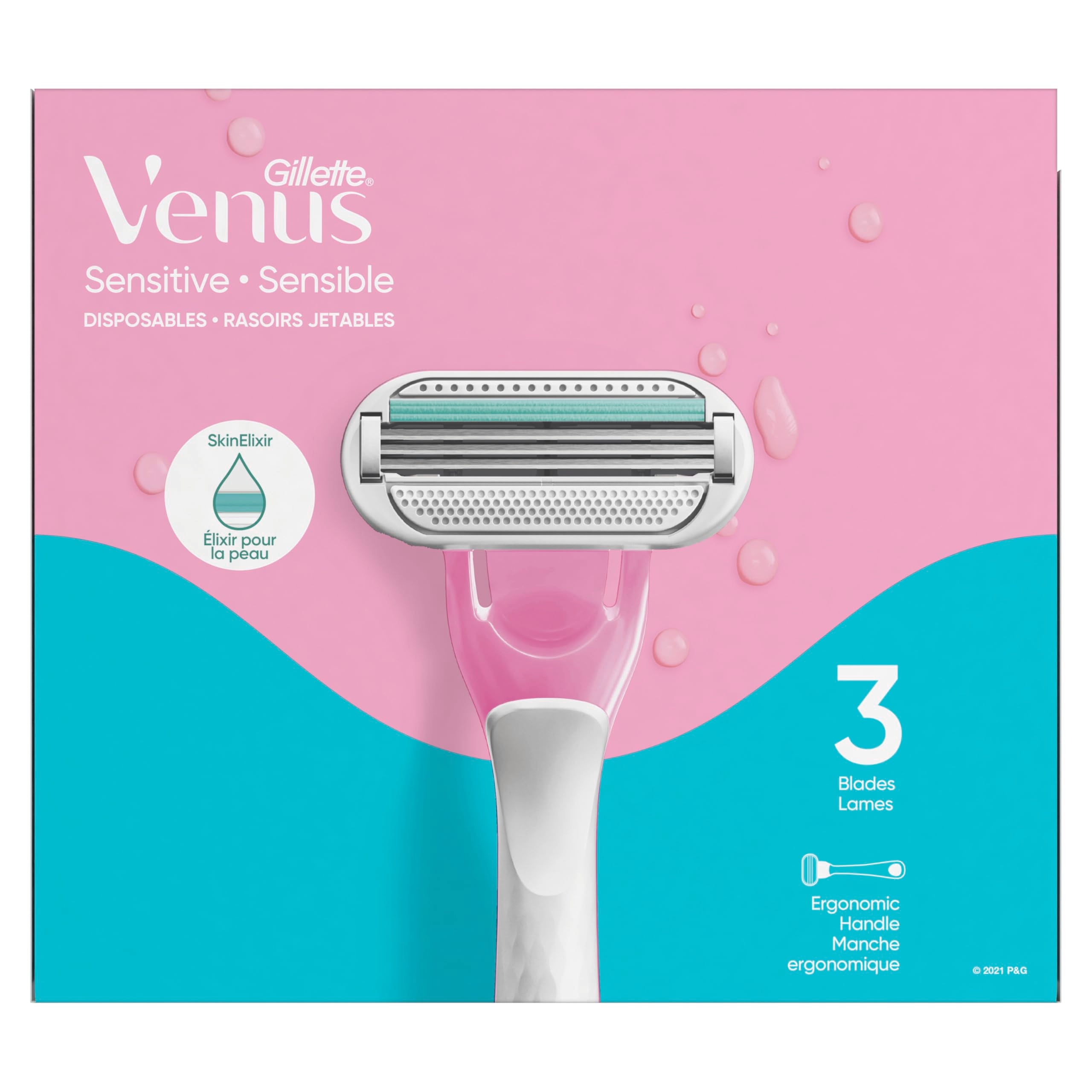 Gillette Venus Sensitive Disposable Razors for Women with Sensitive Skin, Delivers Close Shave with Comfort, 15 Count (Pack of 1) 🍁 All In One Marketplace Canada